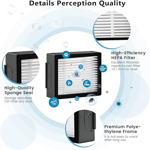 Miniatura 3 de Paquete de 6 filtros Roomba aptos para i-Robot Roomba I J E Series E5 E6 E7 i3 i3+ i4 i6 i6+ i7 i7+ i8 i8+ j7 j7+ filtro de alta eficiencia con 1