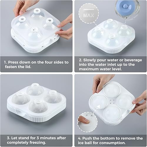 Miniatura 4 de Bandeja para cubitos de hielo, moldes redondos grandes de 2.54 pulgadas, fácil de liberar, perfecta para cócteles, whisky, bourbon, jugo, café