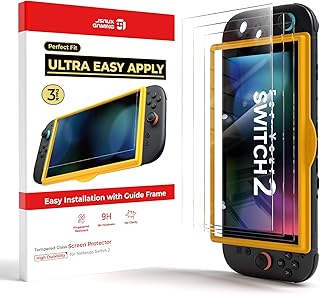 JSAUX 3-Pack Screen Protector for Nintendo Switch 2, Easy to Install with Guiding Frame Tempered Glass Ultra HD Glass Protector 9H Hardness Scratch Resistant
