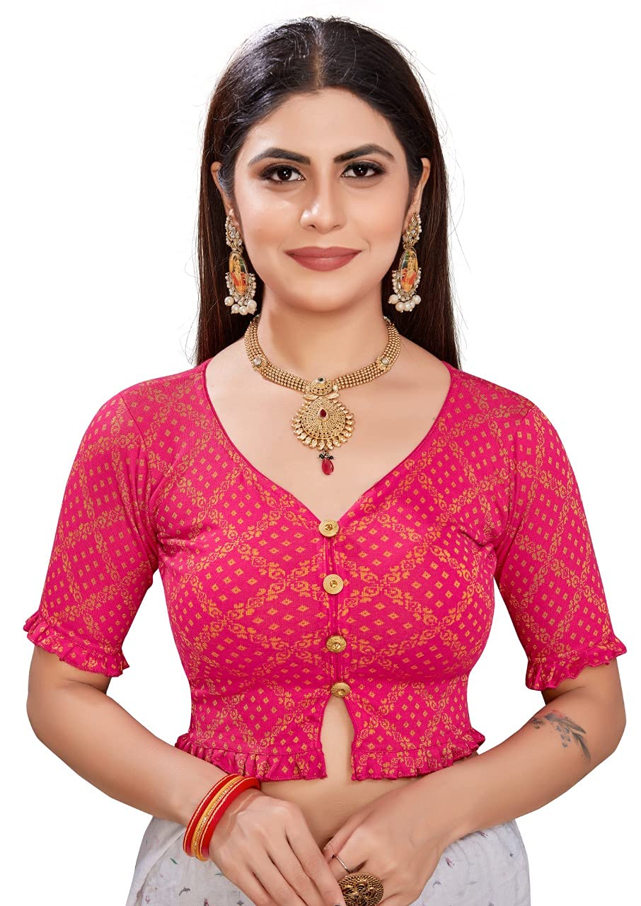 GenericWomen's Jacquard And Lycra And Cotton Sleeve Blouse