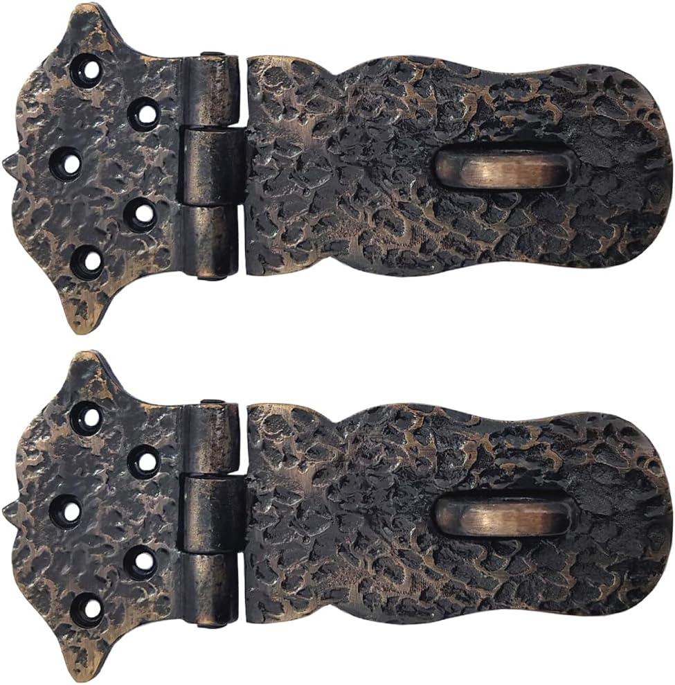 Shristy Hardware "Exodus" Black Antique Cast Iron Hasp & Staple - (Pack of 2 Antique Copper Finish)