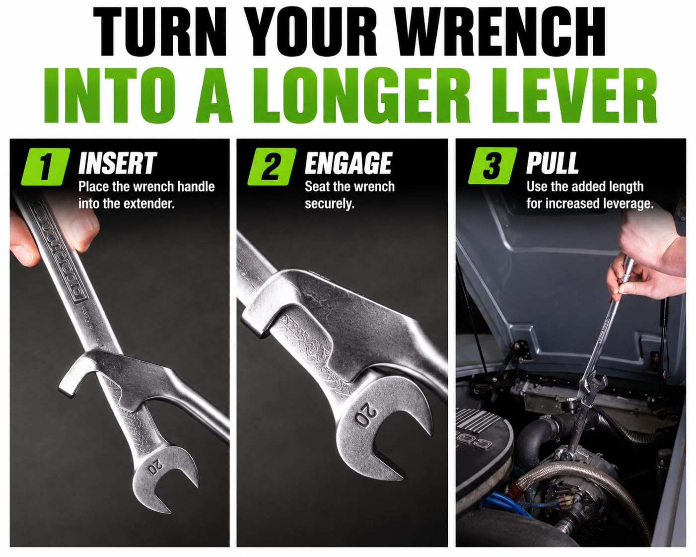 OEMTOOLS 22656 Wrench Extender, Adattatore universale per estensore, Tubo a barra per interruttore in acciaio forgiato a goccia, Estensione ergonomica della maniglia della chiave