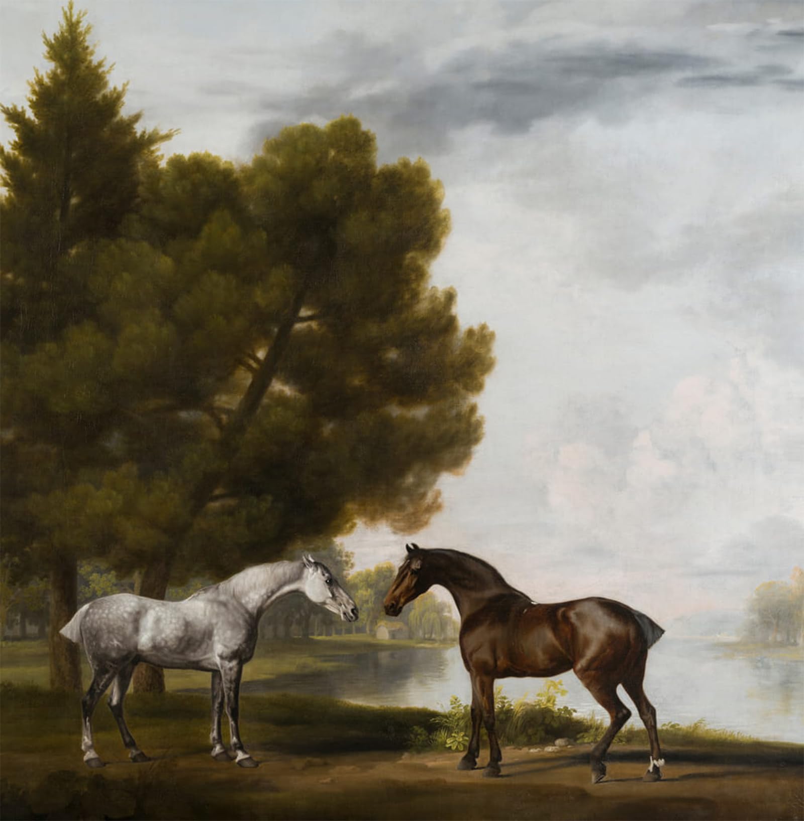 ARTXLXXBN Famous Art Print Poster Vintage Wall Art Two Horses Communing in a Landscape by George Stubbs Canvas Art Poster for Home Decor 60x90cm