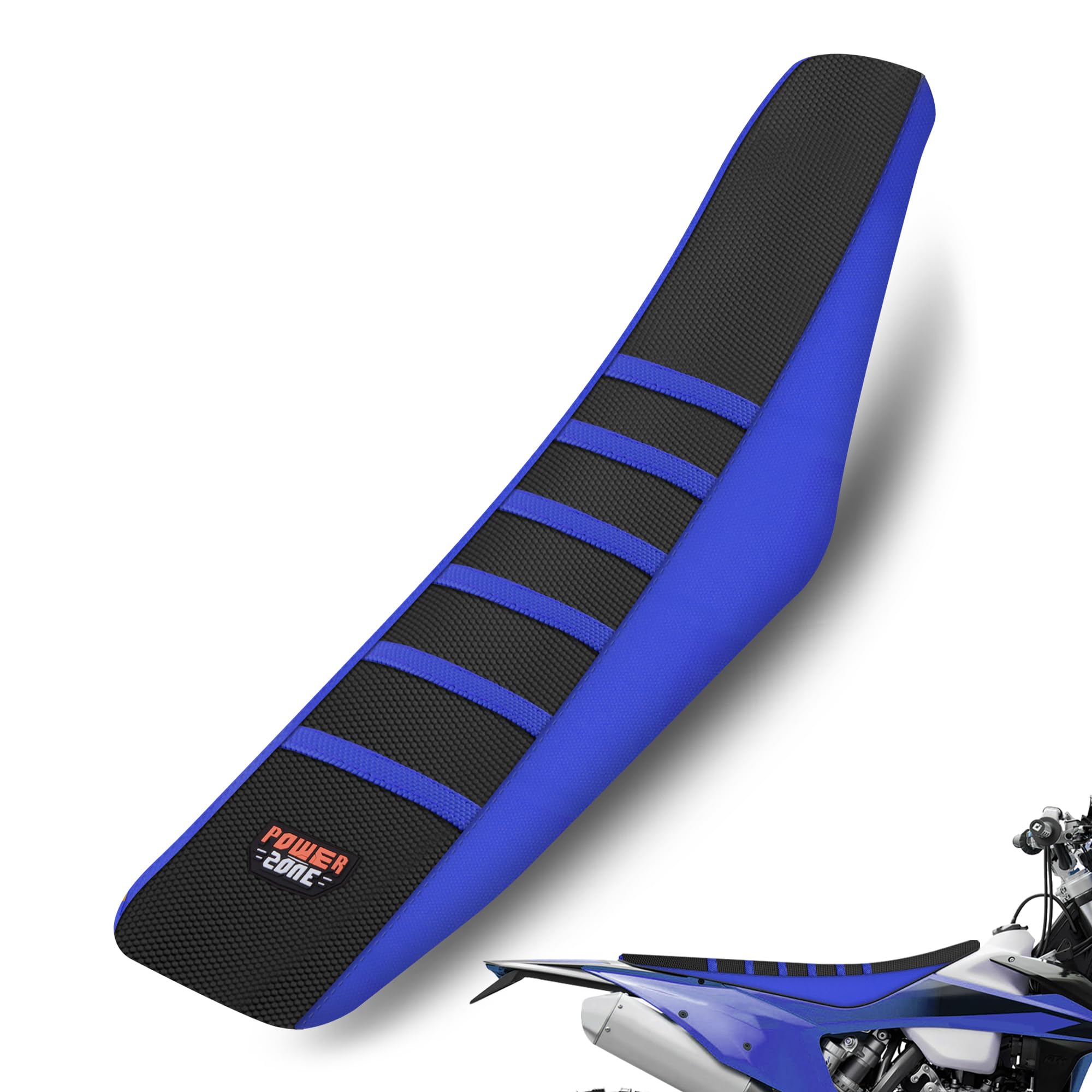 sawrain Dirt Bike Seat Cover Universal - Ribbed Gripper Pit Bike Seat Cover for Motorcycle Enduor Motocross (Blue-Black)