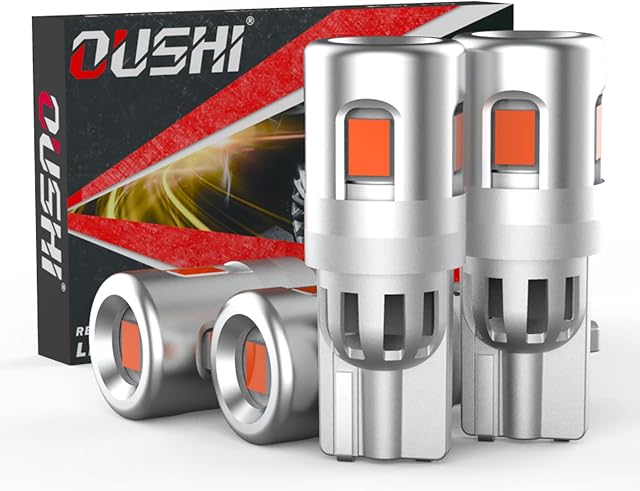 T10 LED Bulb, OUSHI Canbus 2835 Chipset 12V Super Bright Brilliant Red W5W 194 168 158 2825 Replacement For Car Interior Light Dome Light Turn Signal Light Indicator Light(Pack of 4)