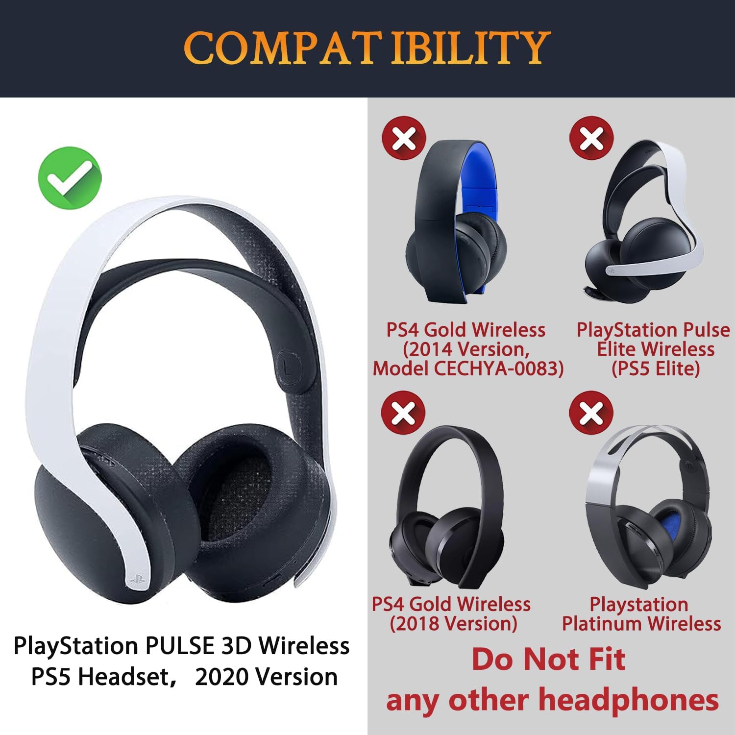 SOULWIT Lambskin Earpads Cushions Replacement for Sony PlayStation 5 Pulse PS5 3D Wireless Headset, Ear Pads Cushions with Noise Isolation Foam - Black