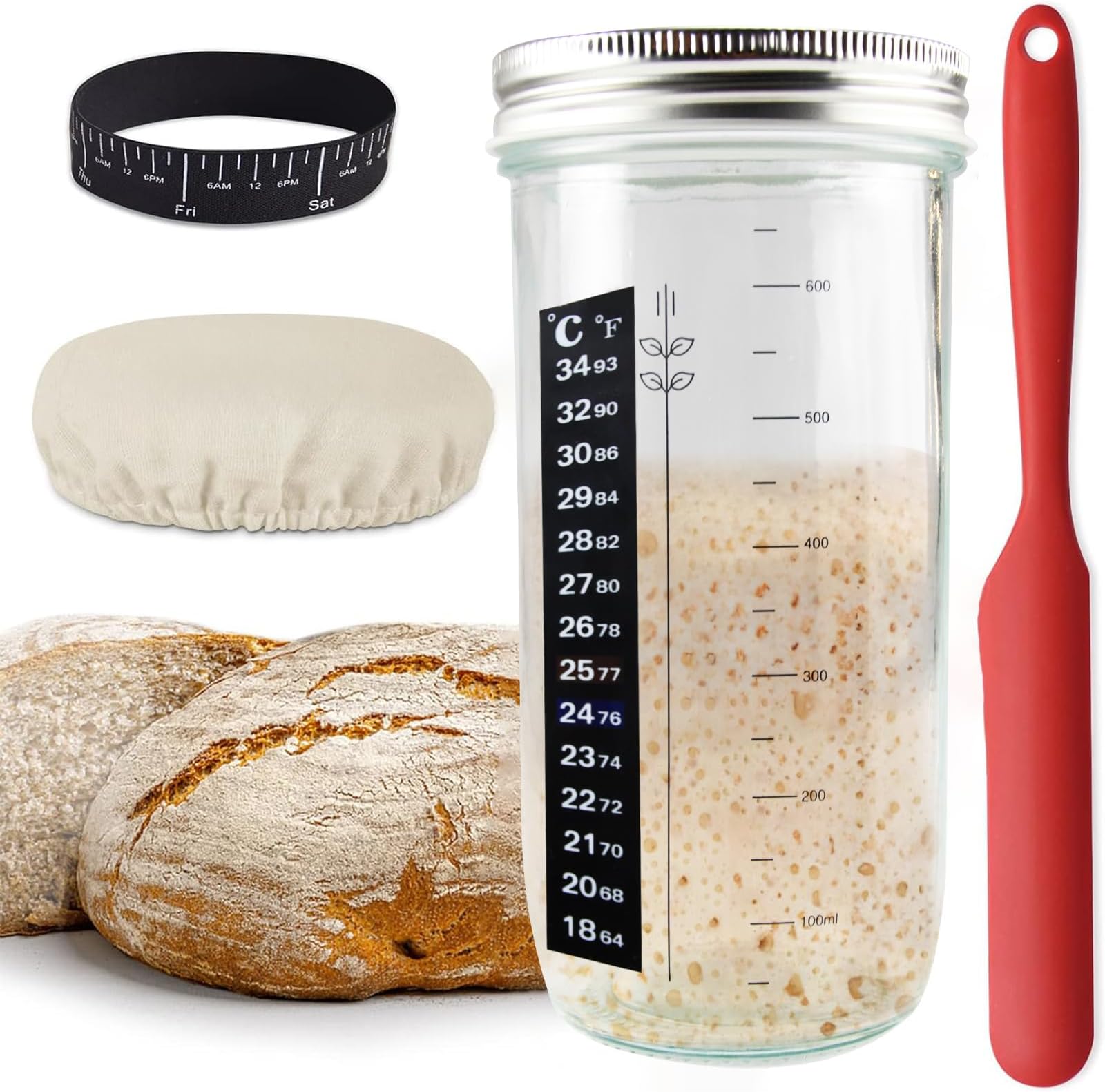 MEPURER Sourdough Starter Jar Kit 24OZ