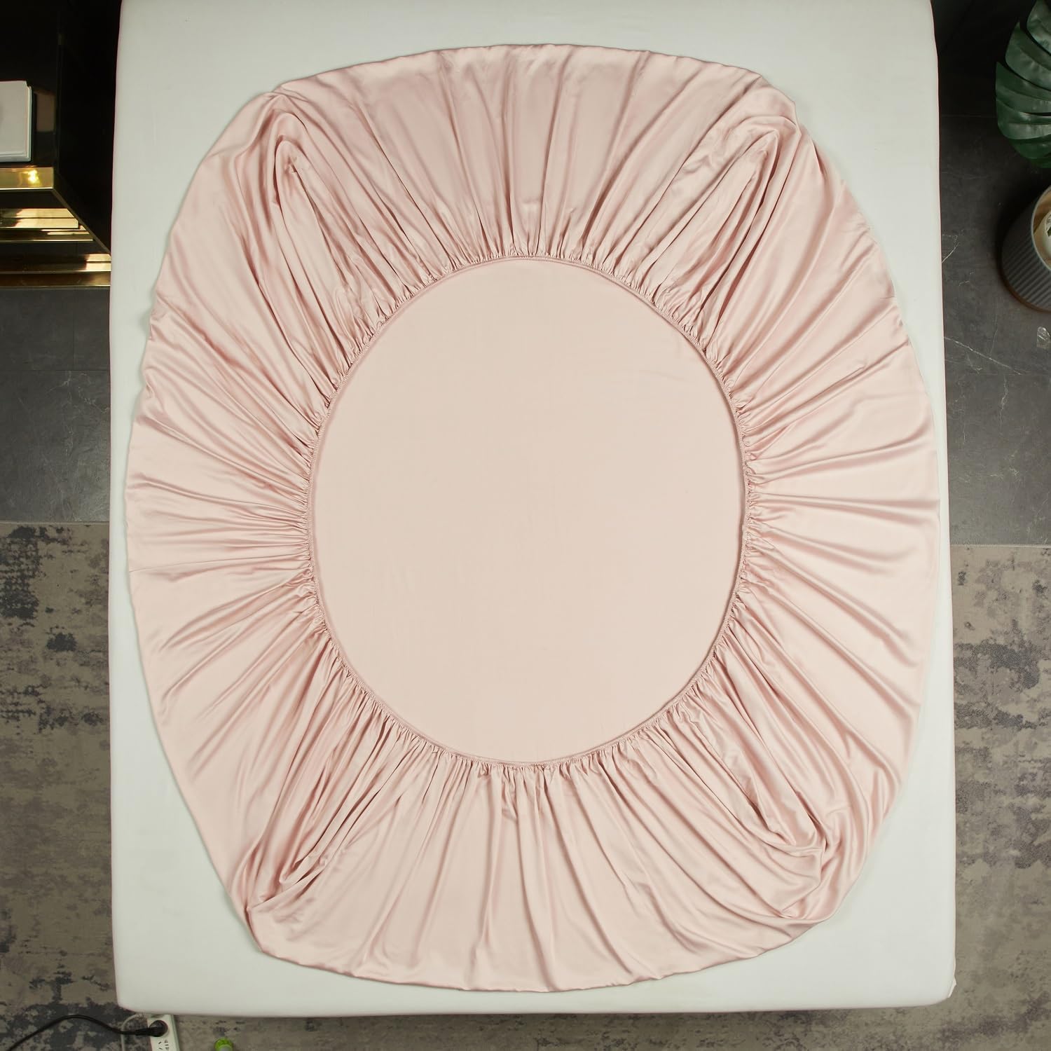 Luofanfei Drap Housse 160x200 Rose Lyocell Bambou Bonnet 30 cm Unie Motif Drap de lit Tencel Soie Lisse Soyeux Brillant Adulte Uni Drap-Housse 160 x 200cm Respirant pour Matelas Épais