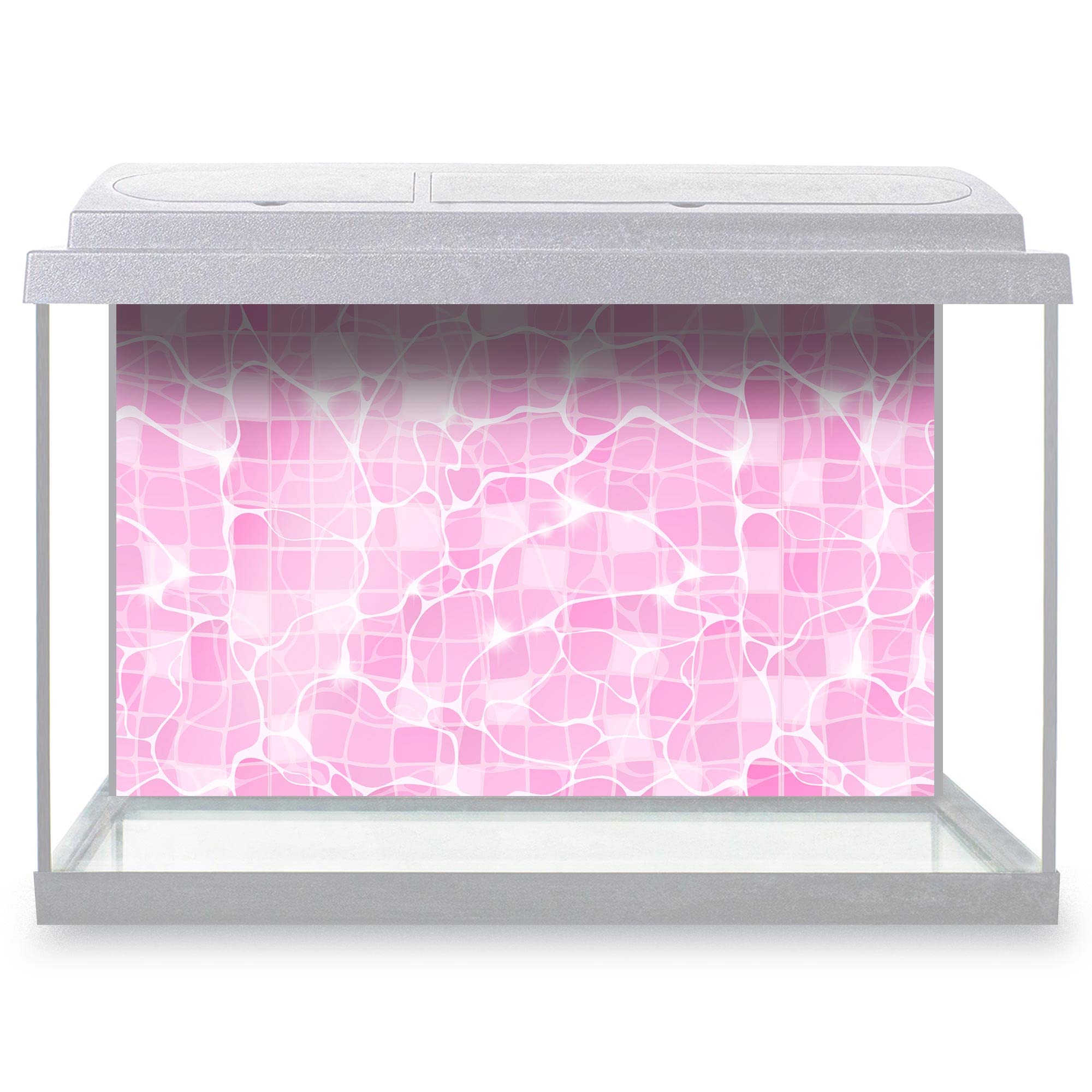 DV DESIGN Aquarium Fish Tank Background 77x47 cm - Water Pink Aqua Surface Transparent Liquid Texture Sun Rays Light Static Cling Vinyl Vivarium Terrarium External Application #500134