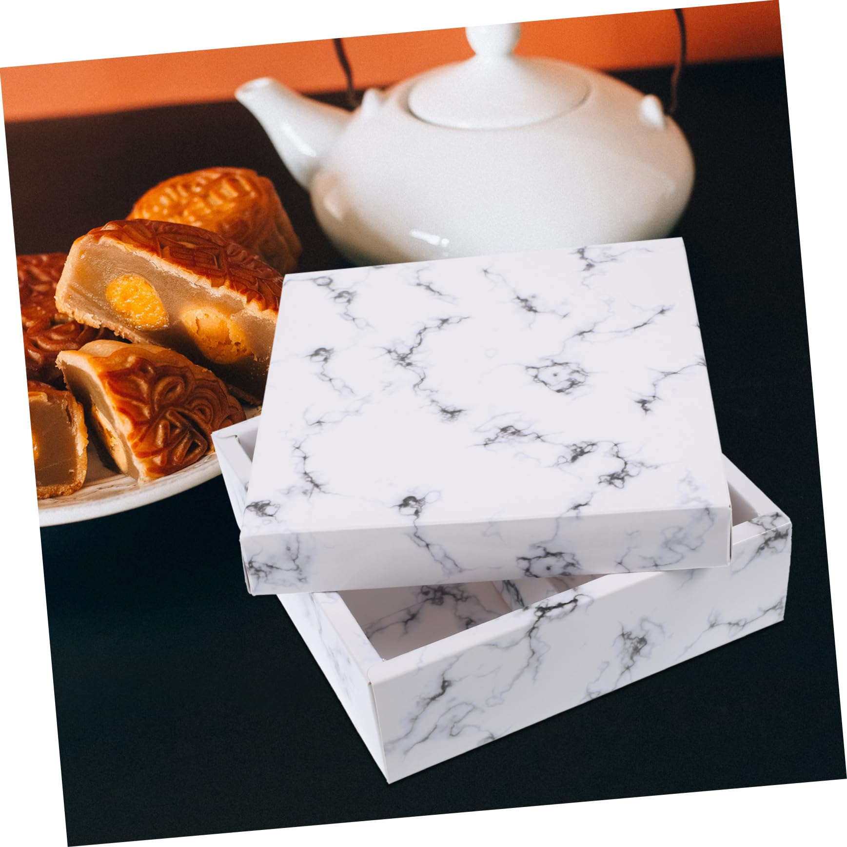 Ciieeo 10 scatole per torta con motivo marmorizzato a forma di, confezione per biscotti, muffin, eleganti contenitori per dessert, regalo e conservazione