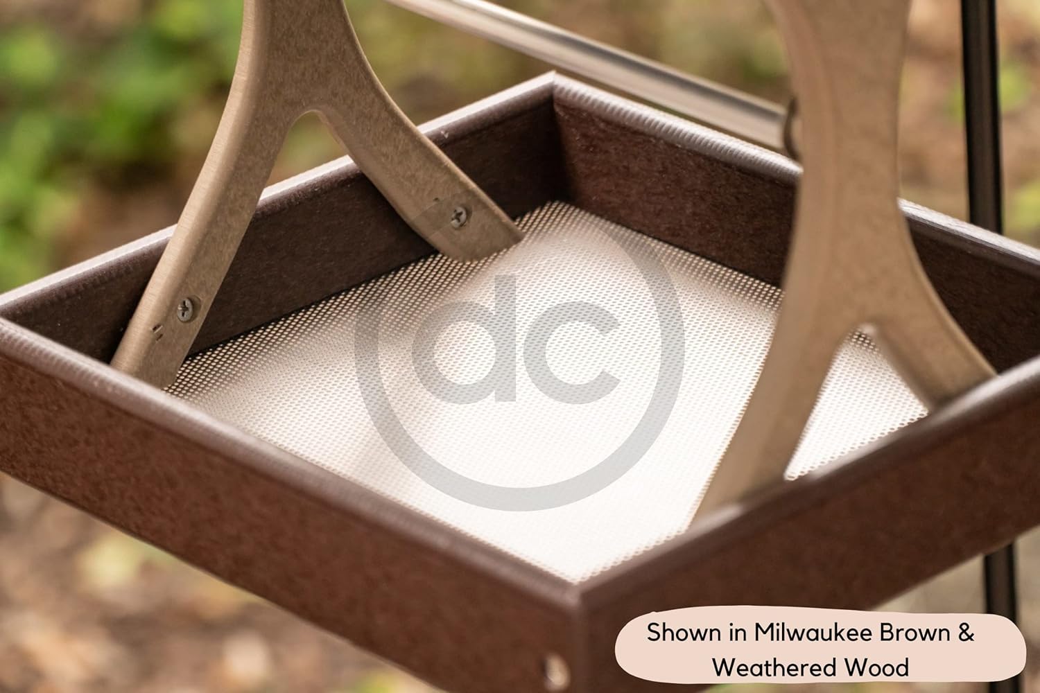 DutchCrafters Plastic Poly Large Bird Feeder with Horizontal Suet Cake Log Cylinder Holder, Seed Block Feeder for Wild Birds - Made in America (Turf Green & Cedar)