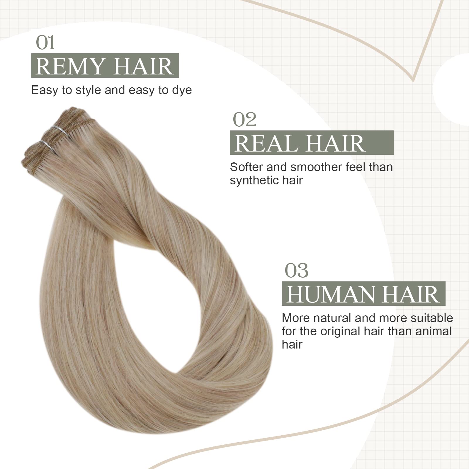 Fshine Extension Capelli Veri Matassa Highlight Biondo Cenere Con Biondo Candido Extension Tessitura Capelli Umani Veri 60cm Extension Capelli Remy Matassa 100g Extension Cucite #18P613