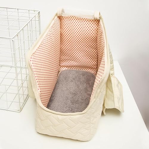 Miniatura 2 de HSC PET - Bolsa para perros pequeños color beige para mujer, transportador de gatos, acolchada para mascotas, de lado suave, para ocio, viajes, ir