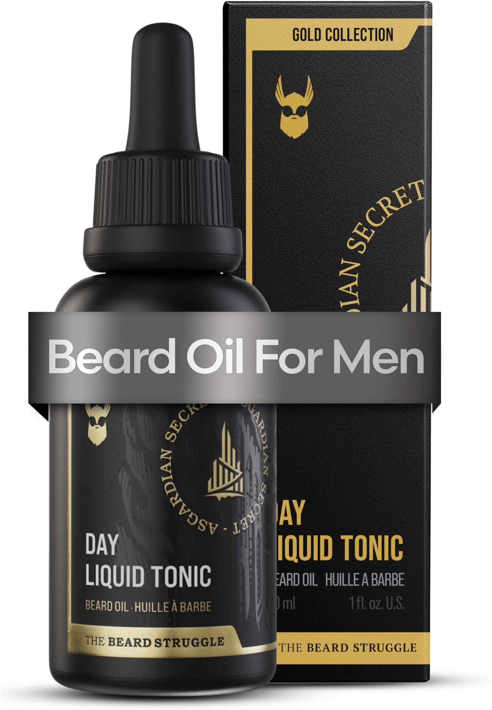 The Beard Struggle - Day Liquid Tonic Beard Oil - Gold Collection, Asgardian Secret - Beard Oil for Men - Moisturize, Softens Hair, Reduces Itch - Day Time Beard Growth Oil (30 ml)