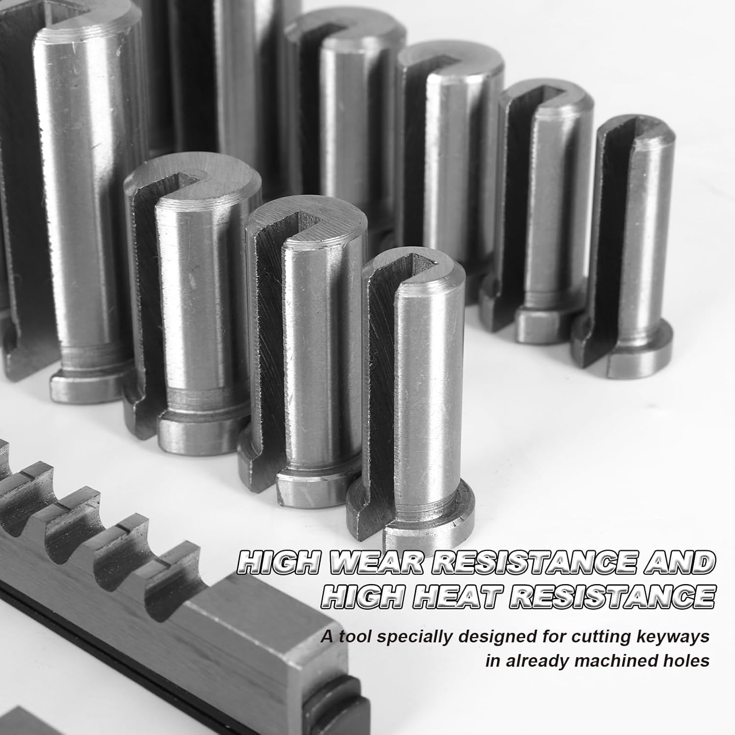 Keyway Broach Set Rectangular Spline Broaching Kit with 5 Broaches 18 Bushings and 7 Shims 30pcs for Metalworking Cutting Tools for Lathe Keyway
