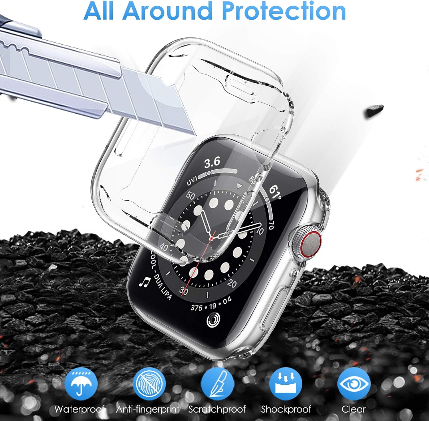 LORDSON 6 Pack Screen Protector Case Compatible with Apple Watch SE Series 6/5/4 40mm, Overall Soft TPU Protective Case Screen Saver Bumper Watch Cover Compatible with iWatch SE/6/5/4