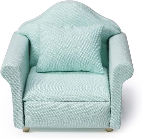 Miniatura 7 de Sofá de casa de muñecas, muebles en miniatura, sofá con almohadas para sala de estar, decoración de escritorio, sofá de tela, mini accesorios para