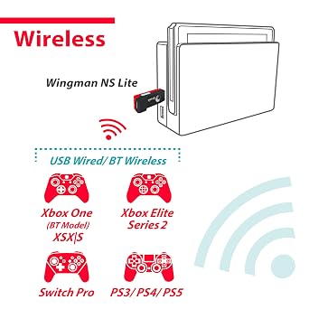 Brook Wingman NS Lite Converter Supporting P5/P4/P3 & Xb Series X|S/One/360/Elite2 Controllers on Switch/Switch 2 or PC (X-Input) | Button Remap, Macro & 5-Level Turbo