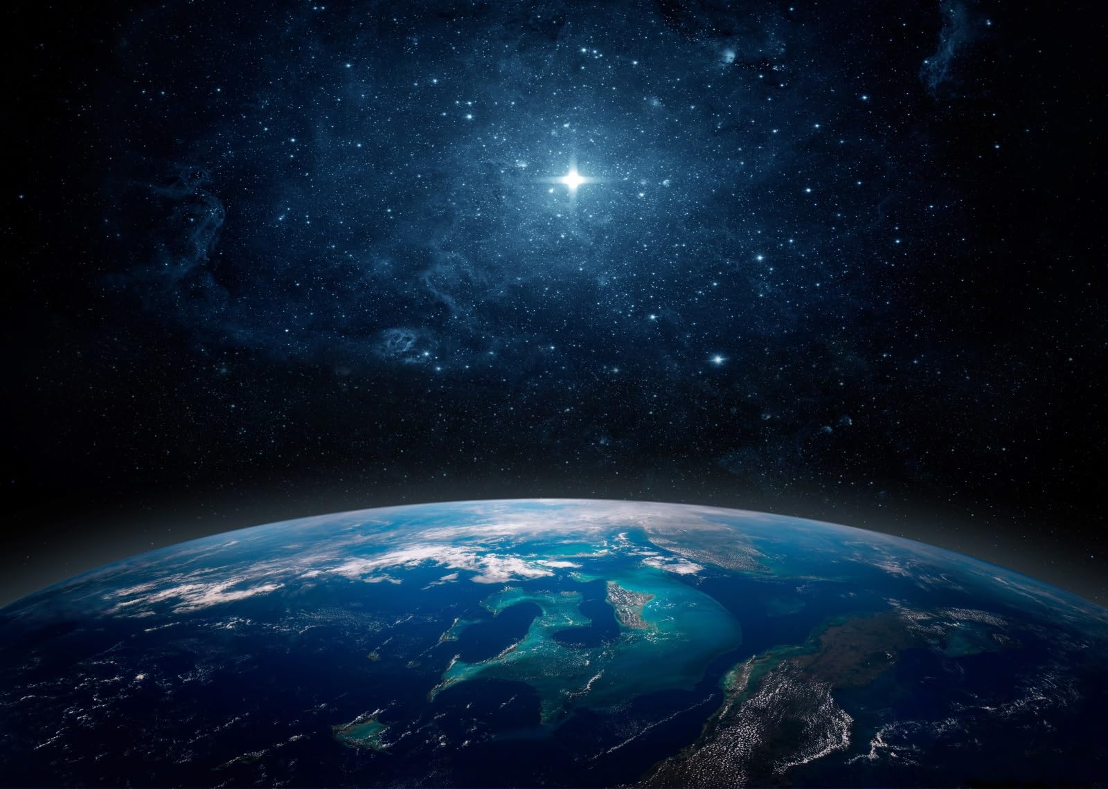 Loccor 20x10ft Fabric Outer Space Backdrop The Planet Earth View from Space Blue Starry Sky Lone Star Background Universe Milky Way Backdrop for Space