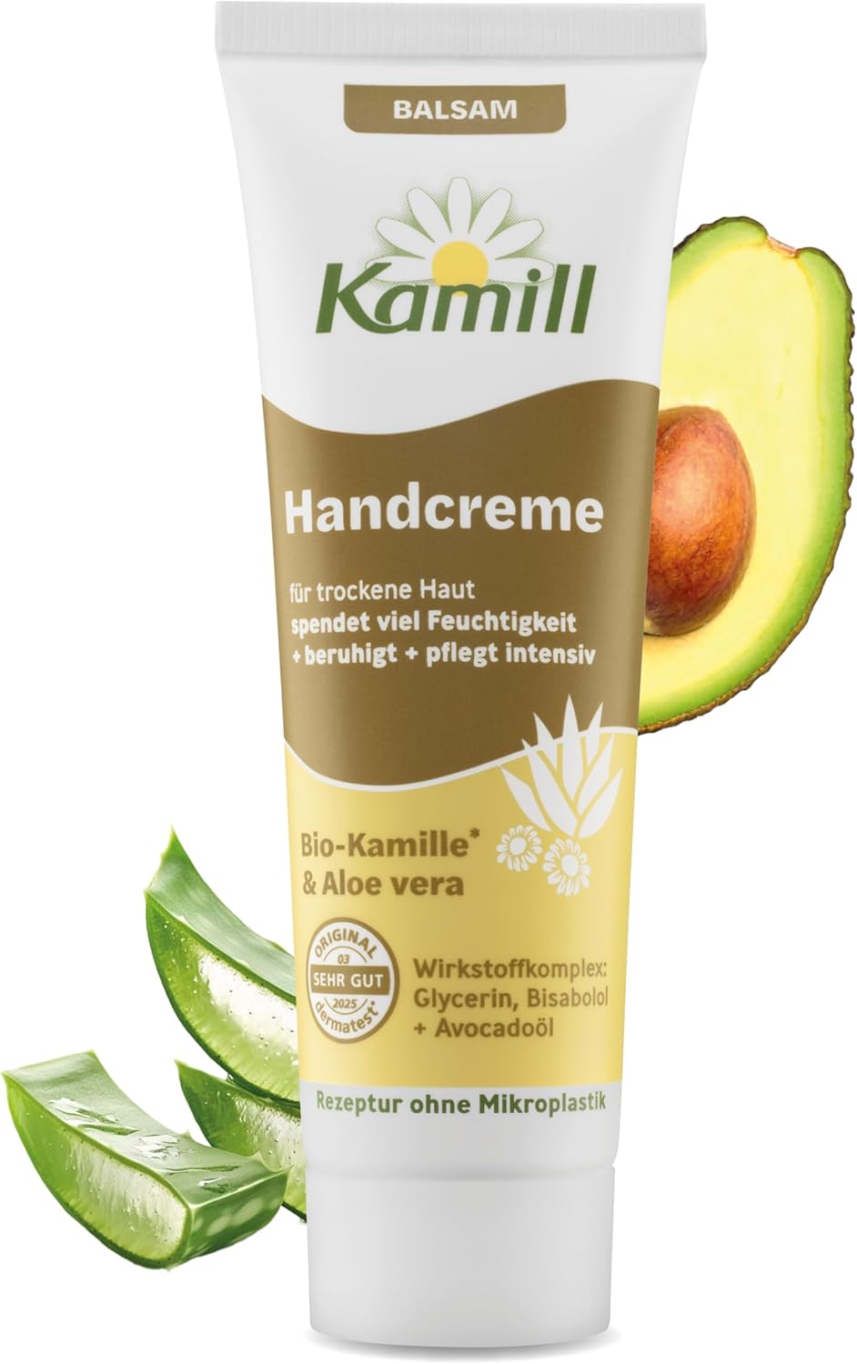 Kamill Baume pour les mains 30 ml – Crème végétalienne – Huile de camomille et d&rsquo;avocat bio Soin des mains et des ongles en format voyage – Apaisant, réparateur et hydratant