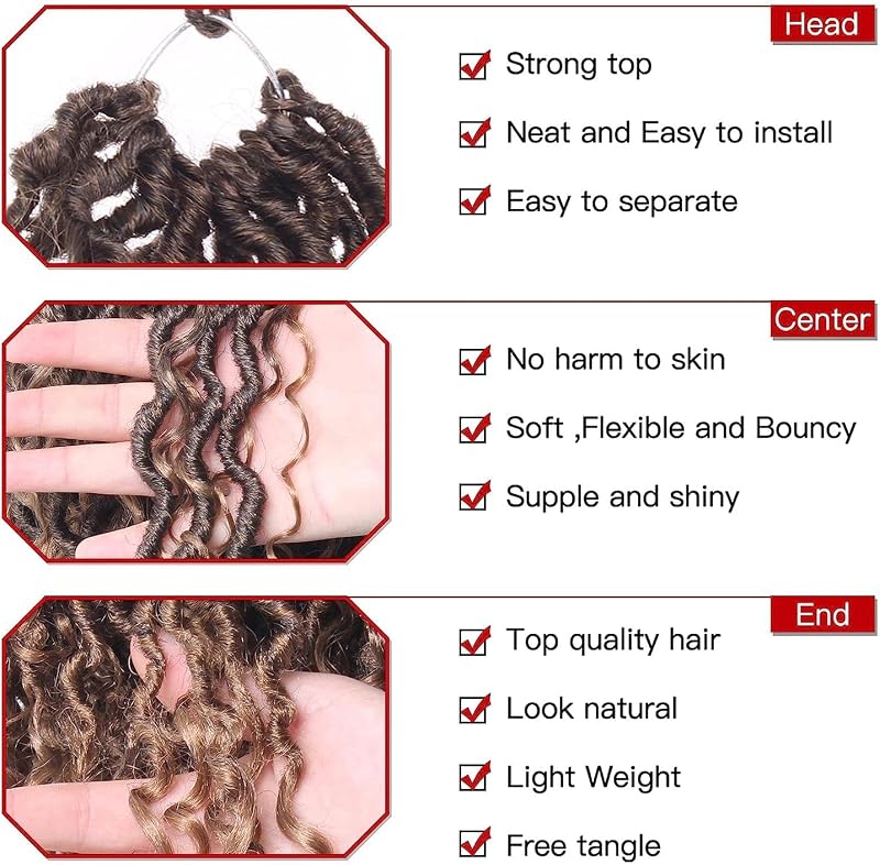 Xtrend 24 Inch River Goddess Faux Locs Horgolt Hajfonás 8 Csomag Göndör Végekkel