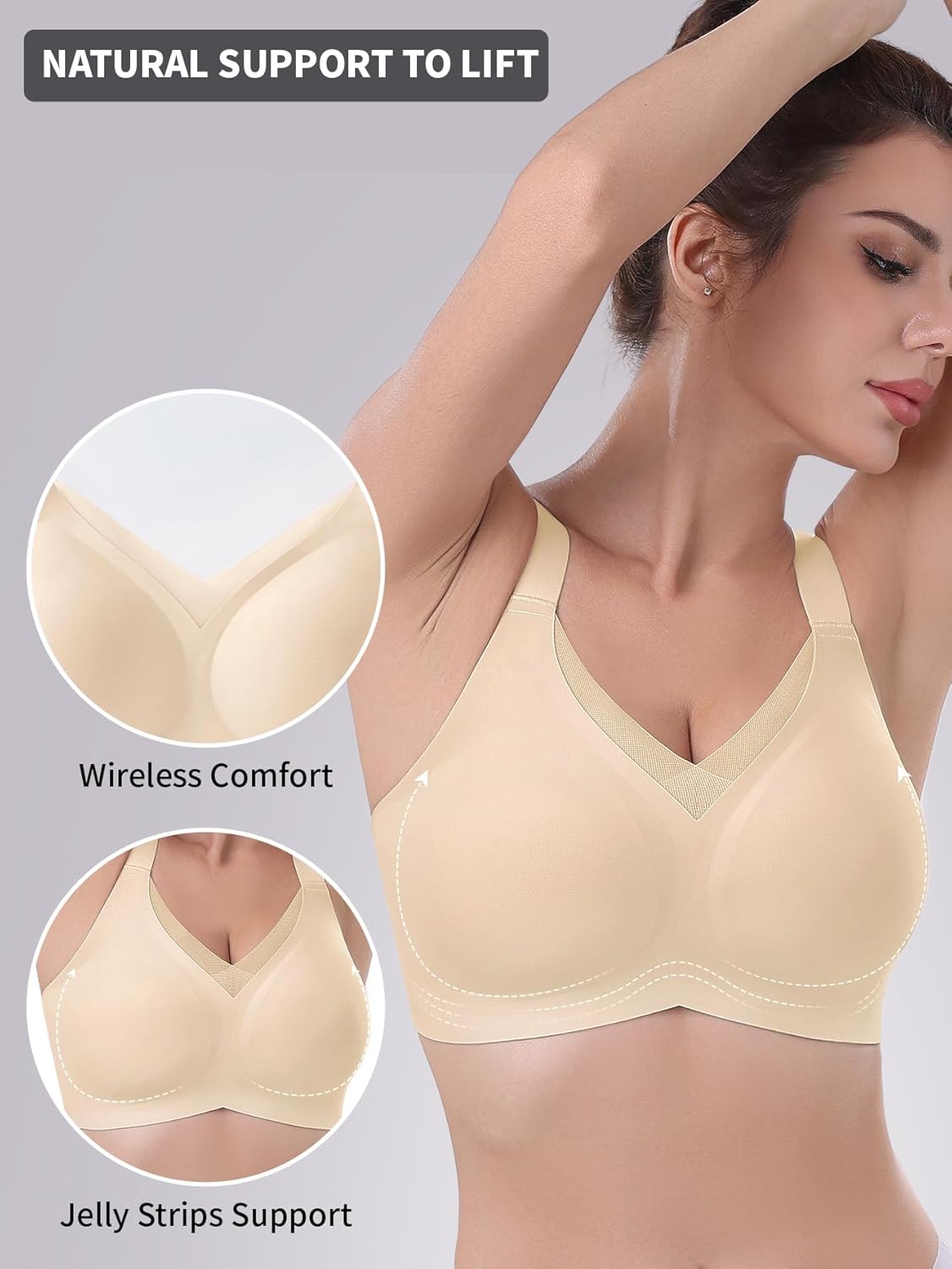Seamless Bras for Women Full Coverage No Underwire Scalloped Push Up Bras Soft Wireless Comfort Bralettes - Image 3