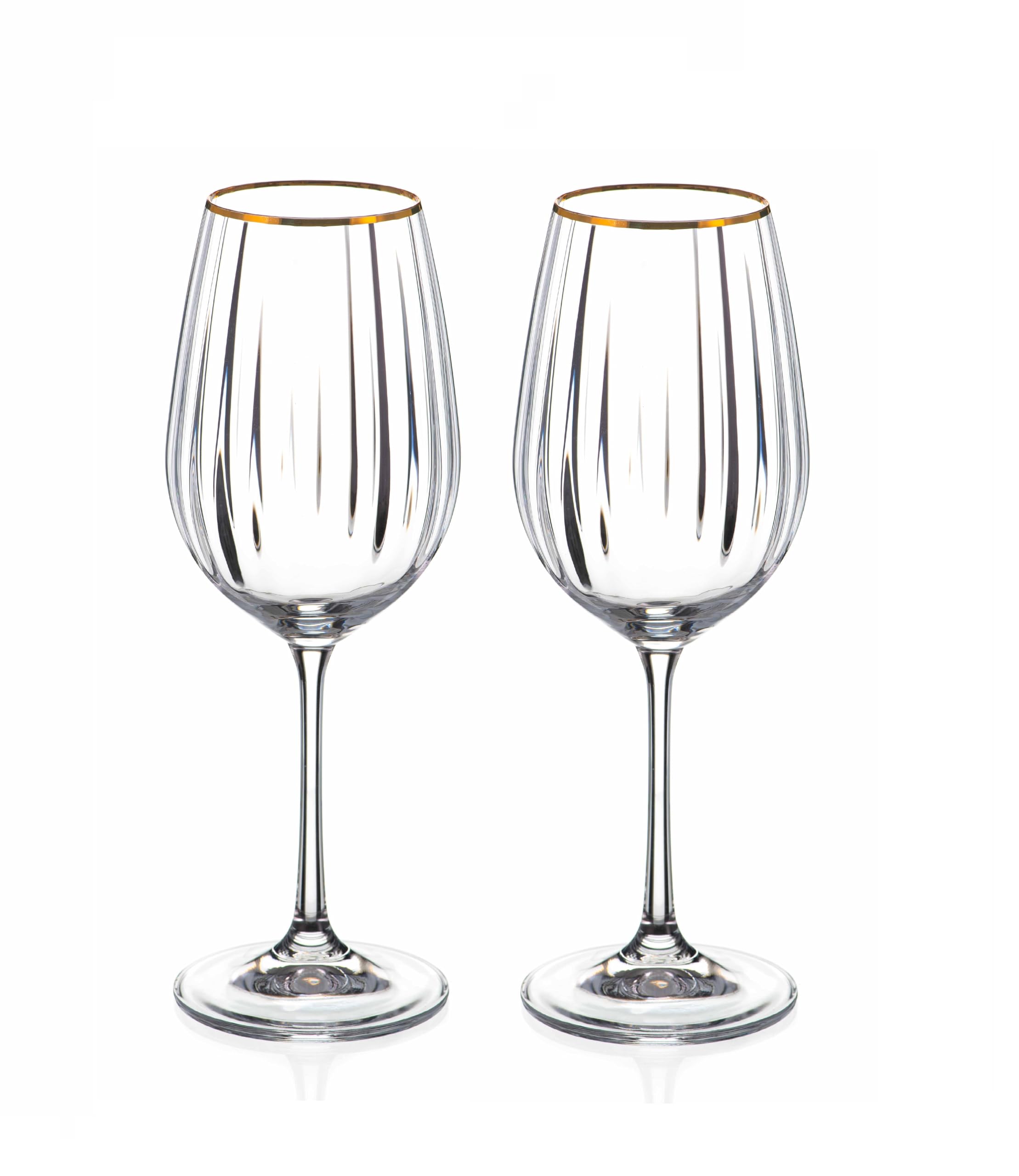 Verres à vin en cristal dorés ondulés 350ml pour un cadeau de mariage
