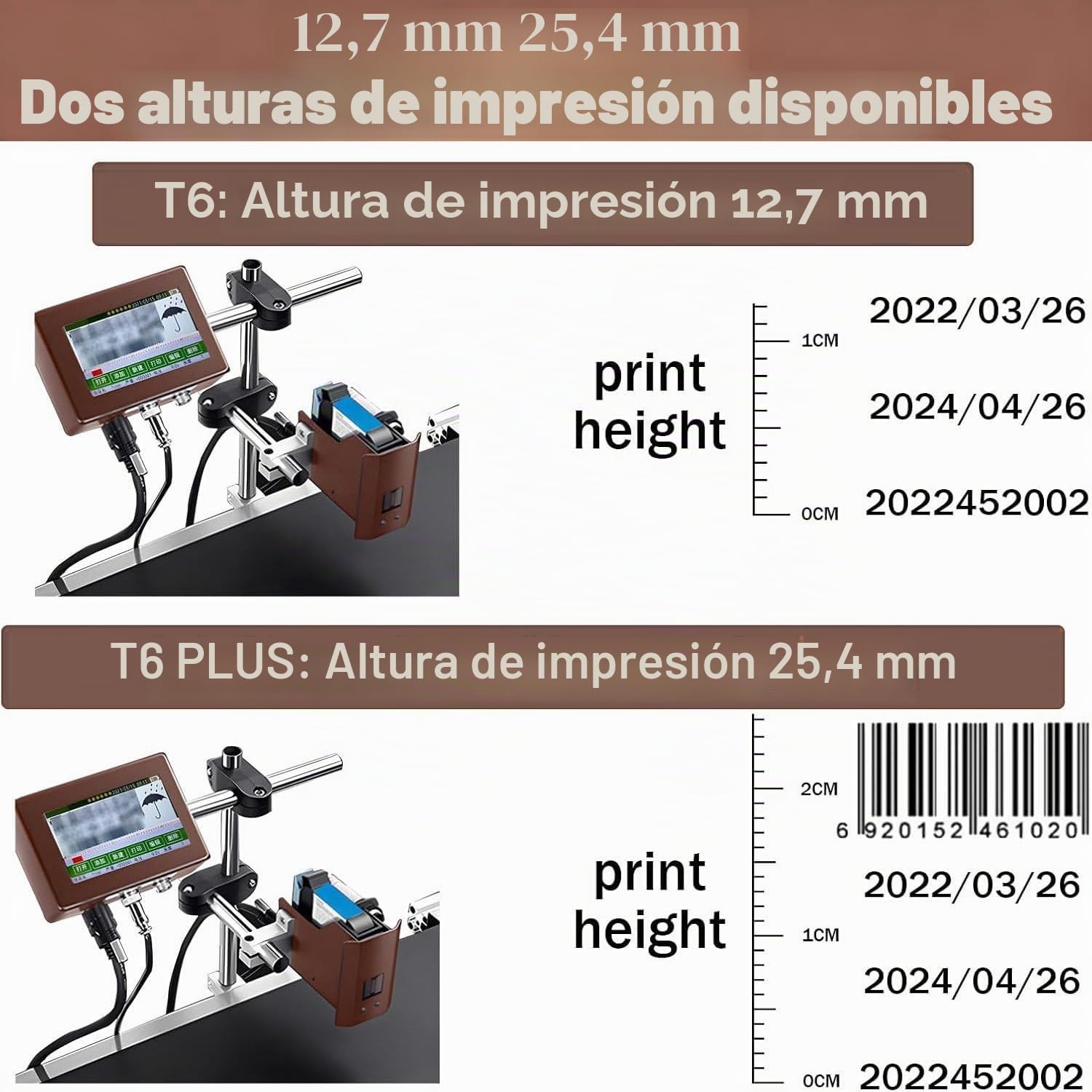 Máquina Codificadora Automática Con Pantalla Táctil, Impresora De Inyección De Tinta Industrial, Codificadora En Línea, Codificadora De Fecha, Para Códigos De Barras De Texto, Números De Lote 12.7mm