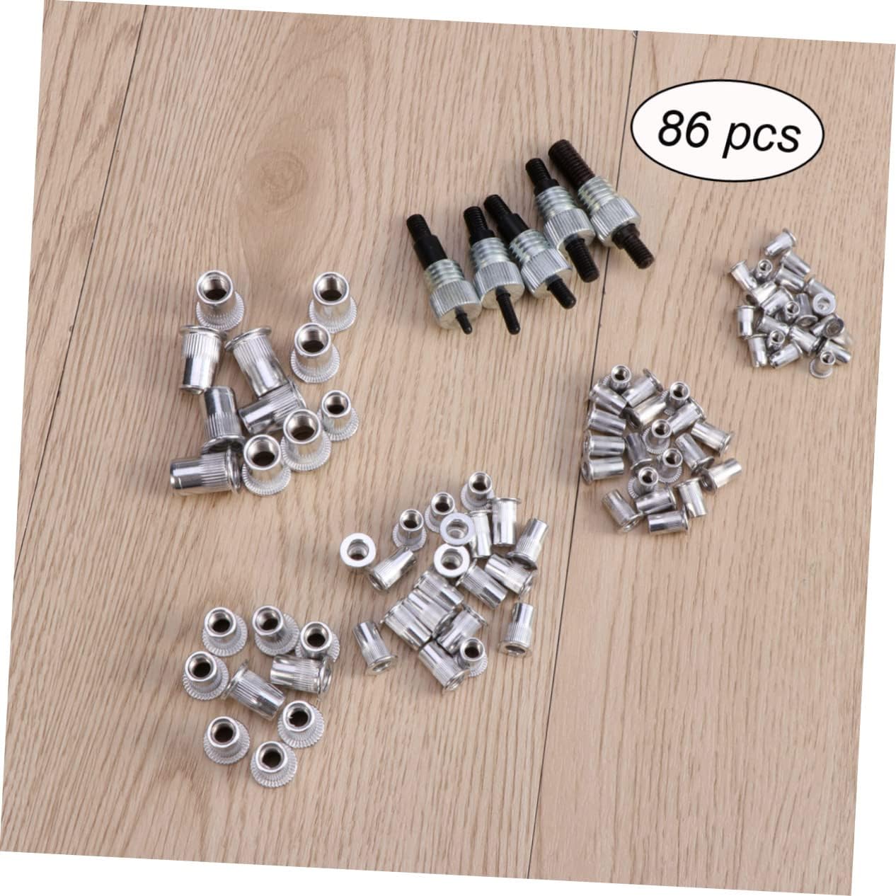 GARVALON 86-Piece Heavy Duty Rivet Nut Kit with Threaded Inserts and Hand Tool for DIY Projects and Repairs