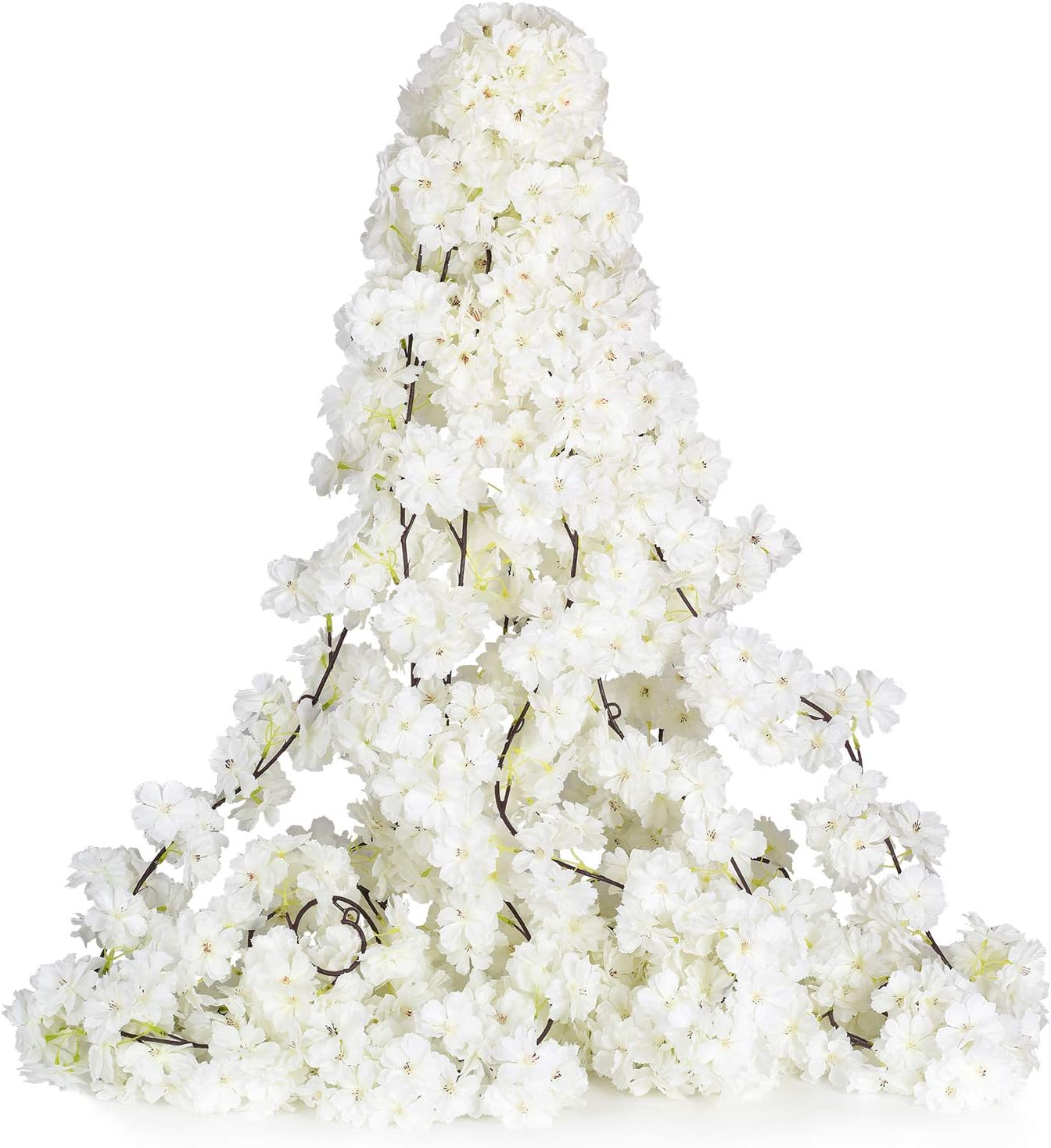 DearHouse2 Pack Artificial Cherry Blossom Garland Hanging Vine Faux Cherry Blossom Flowers Garland for Home Garden Wedding Party Decor, White