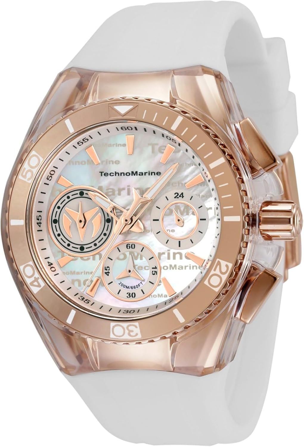 TechnoMarine Women's Cruise California Stainless Steel Quartz Watch with Silicone Strap, White, 26.25 (Model: TM-120032)