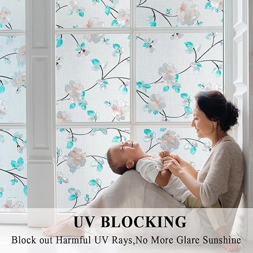 Miniatura 8 de Películas de ventana sin pegamento, elegante flor, película de vidrio estático para puerta, vidrio esmerilado de privacidad se adhiere al vidrio,