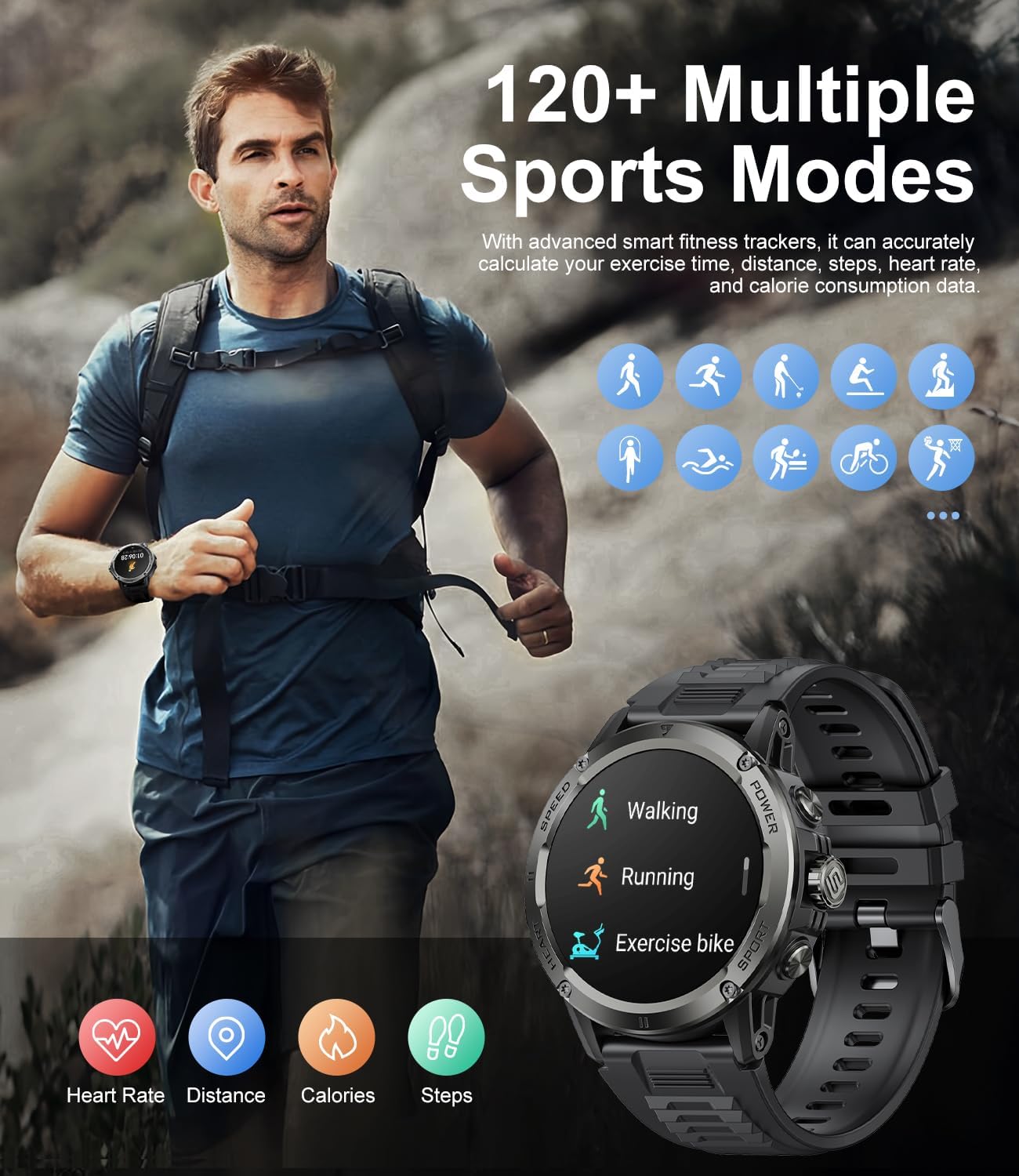 SIEMORL Militare Smartwatch Uomo con Chiamata Bluetooth, 400mAh, Impermeabile IP68, Smartwatch da 1,52 con Contapassi Calorico Smartwatch Multifunzione per Android iOS Silicone Nero-Blu SIEMORL Militare Smartwatch Uomo con Chiamata Bluetooth, 400mAh, Impermeabile IP68, Smartwatch da 1,52 con Contapassi Calorico Smartwatch Multifunzione per Android iOS Silicone Nero-Blu