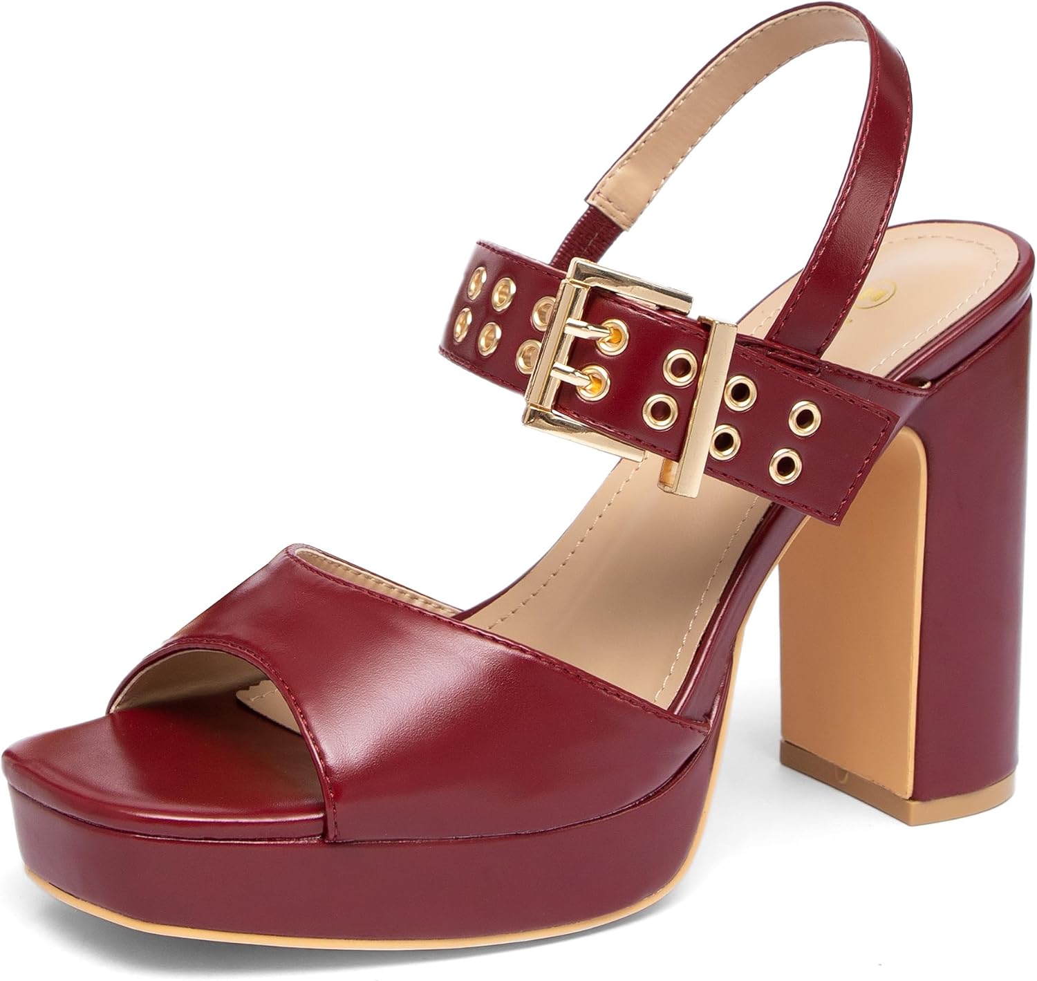 NEWBELLA Women's Platform Heeled Sandals - Open Toe Ankle Strap Slingback with Block Heel & Buckle, Summer Dress Shoes for Vacation & Evening