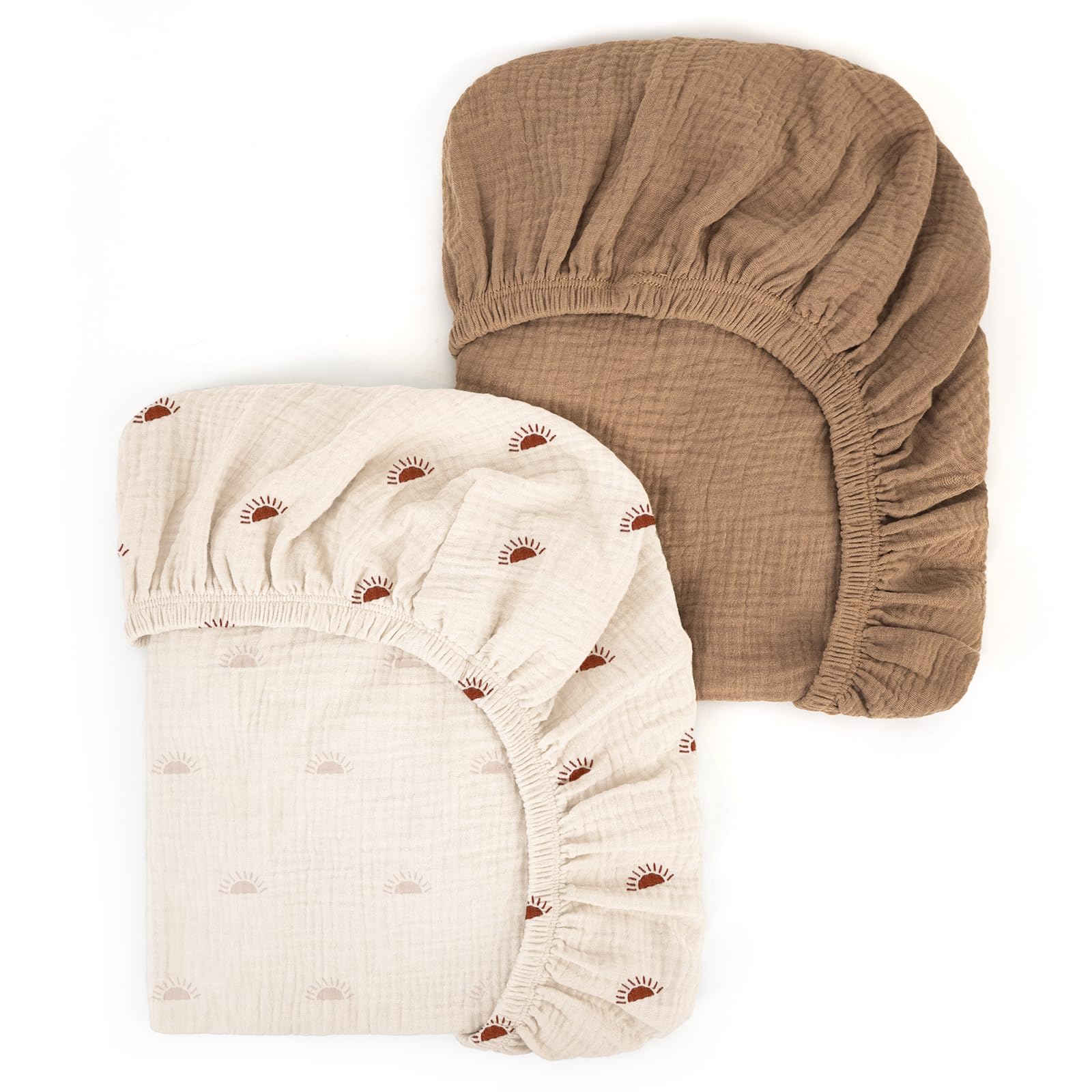 Peepeemax Lenzuola Navicella Universale, Neonato Lenzuola Culla Neonato Lenzuola Carrozzina,100% Mussola di Cotone 70x32 70x35 75x35cm 80x40cm, Sole