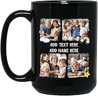 Vista 11 de Taza de cerámica negra personalizada con nombre y año para abuelo, regalo para el día del padre, taza de café Papa Bear Est 2023, regalo de nieto