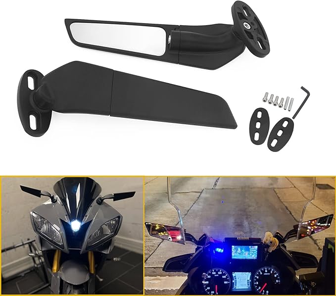 QIDIAN Motorcycle Mirrors Wind Wing Adjustable Rotating Side mirrors
