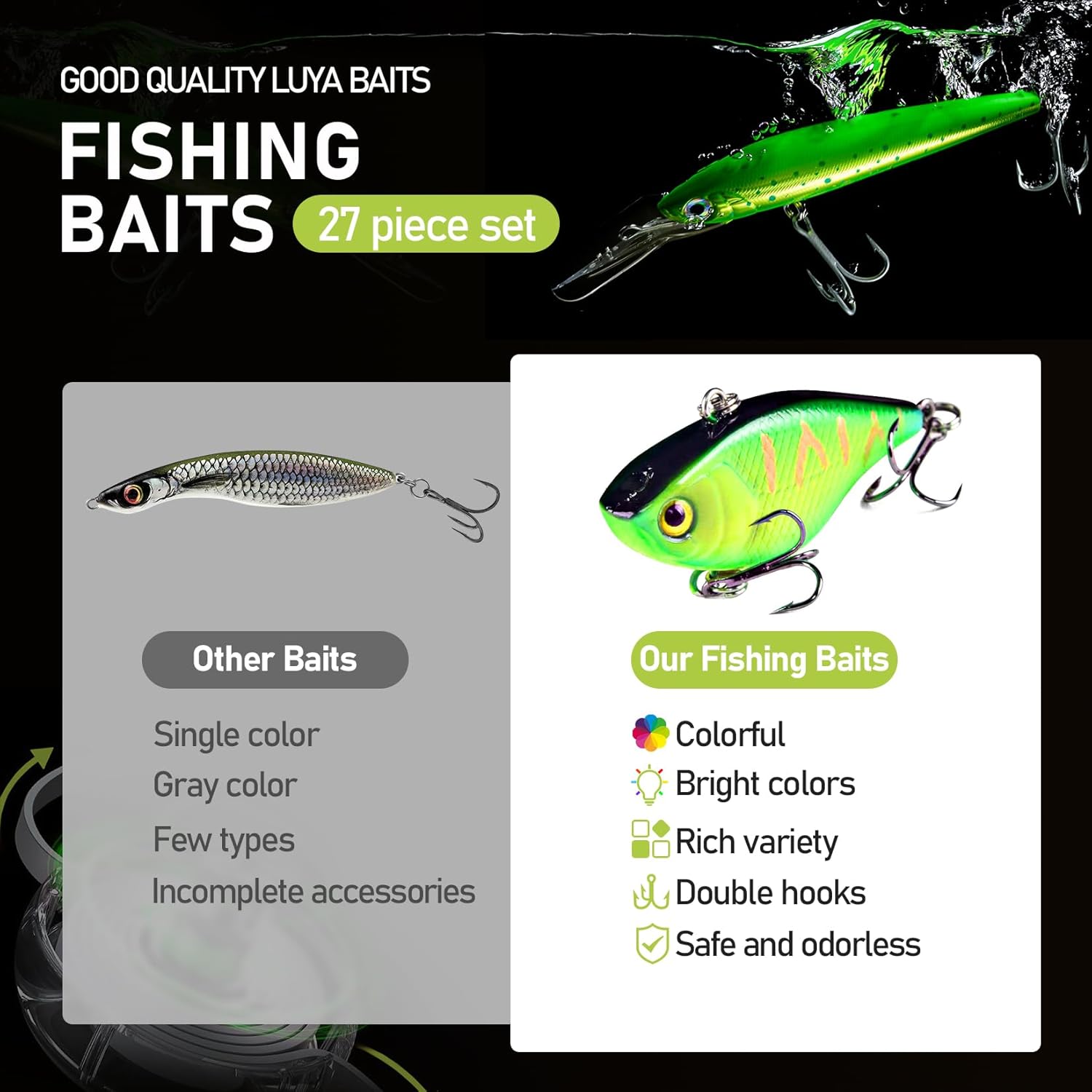 Fishing Pole and Reel Combo - 2PCS Carbon Fiber Telescopic Rods Spinning Reels Saltwater/Freshwater Kit with Lures, Line and Carrier Bag, Travel Fishing Gear for Adults - Image 6