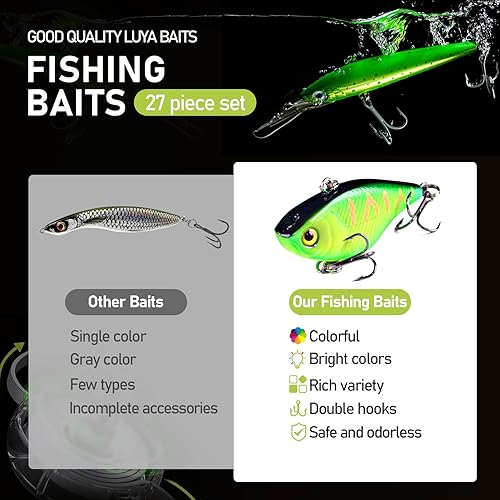 Miniatura 5 de Combo de Caña de Pescar y Carrete - 2 Piezas Varillas Telescópicas de Fibra de Carbono con Carretes Giratorios Kit de Agua Salada/Dulce con