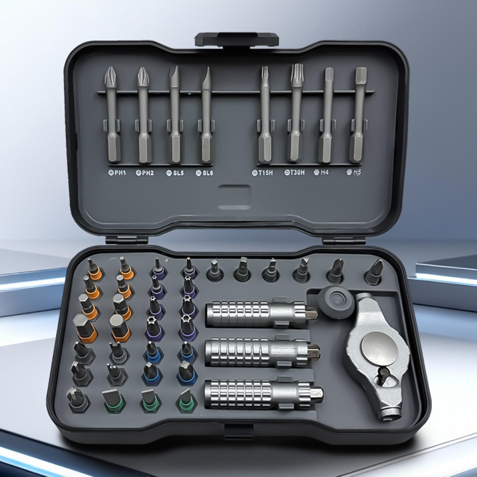 Juego de Destornilladores de Carraca Portátil Ergonómico Multibroca | Juego de Destornillador Magnético Conmutable para Reparación de Coche, Hogar, Bricolaje,