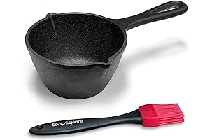 Versatile Marinade Pan: Cast Iron Basting Pot and Silicone BBQ Brush Set