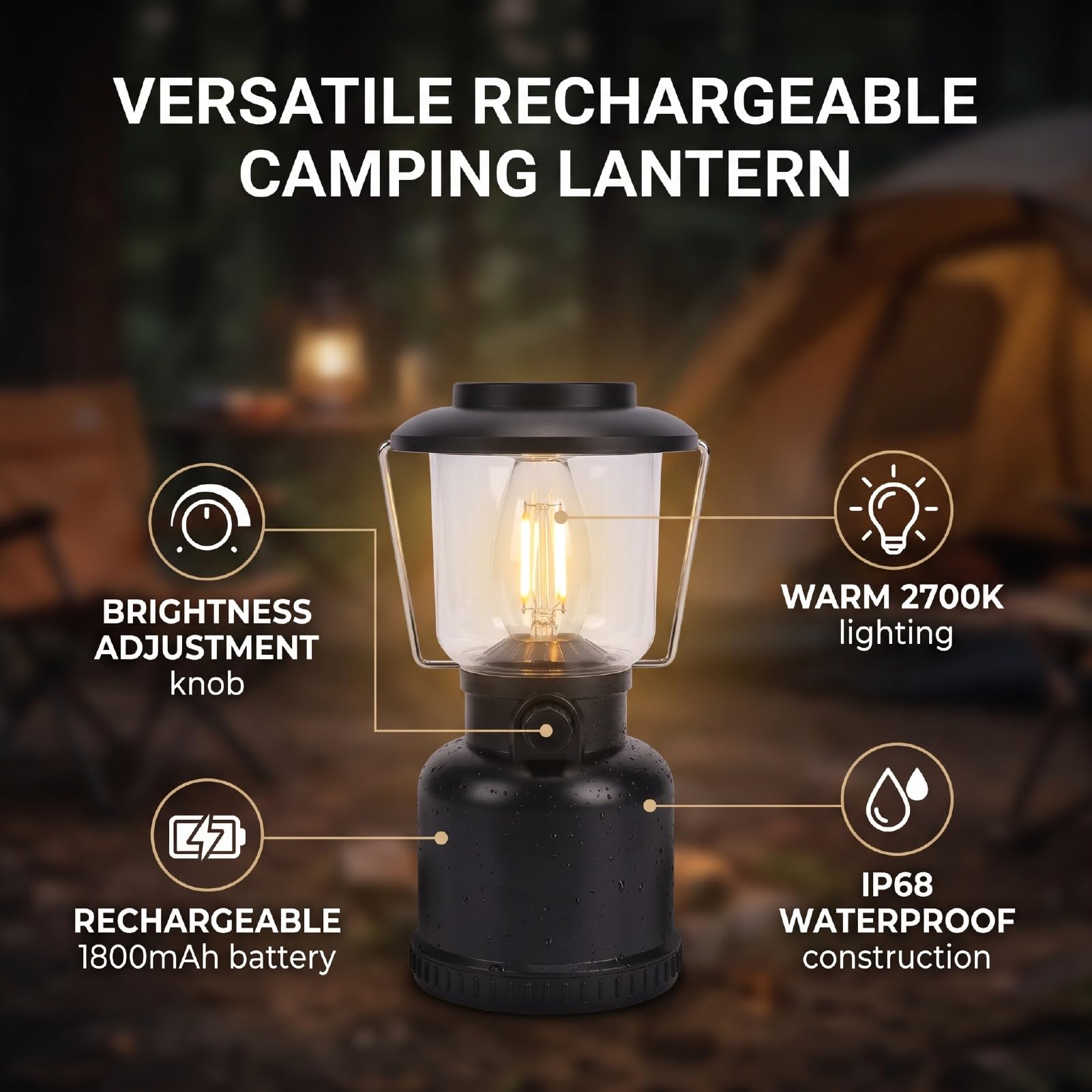 banapoy Lanterna da Campeggio a LED, Portatile Vintage Appesa