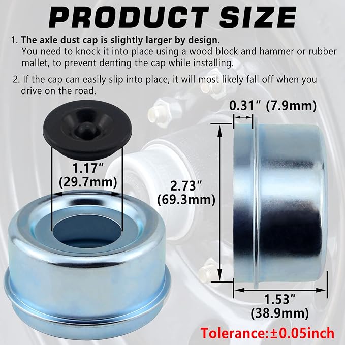 4 unidades Tapones protectores para buje de trailer 2.72 pulgadas miniatura 5