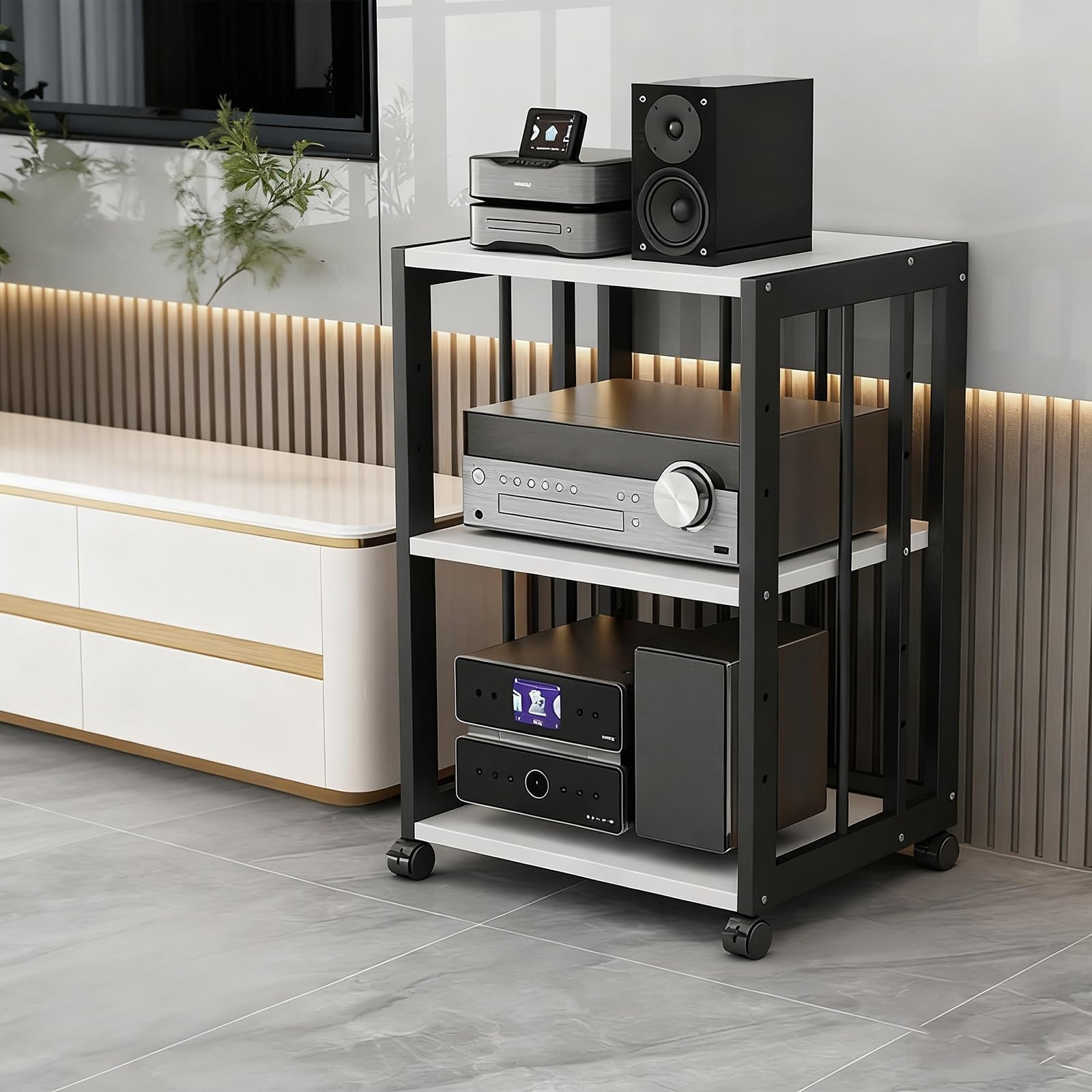 Gabinete de audio AV multifuncional que elimina el desorden de cables
