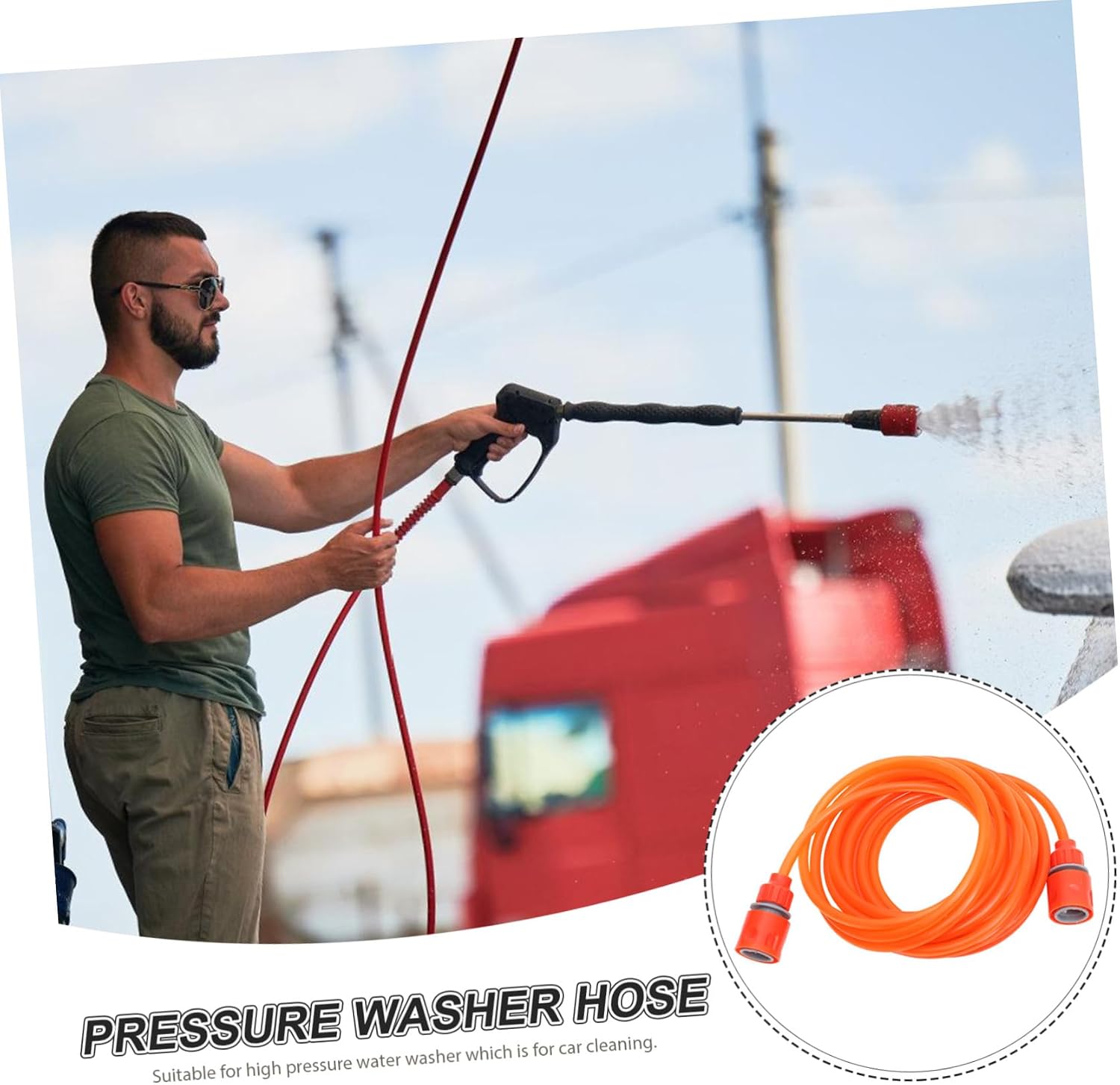 HOMSFOU High-pressure Washer Hose Wear-resistant Cleaning Hose for Cars and Gardens Flexible Design for All Seasons to Pressure Washer