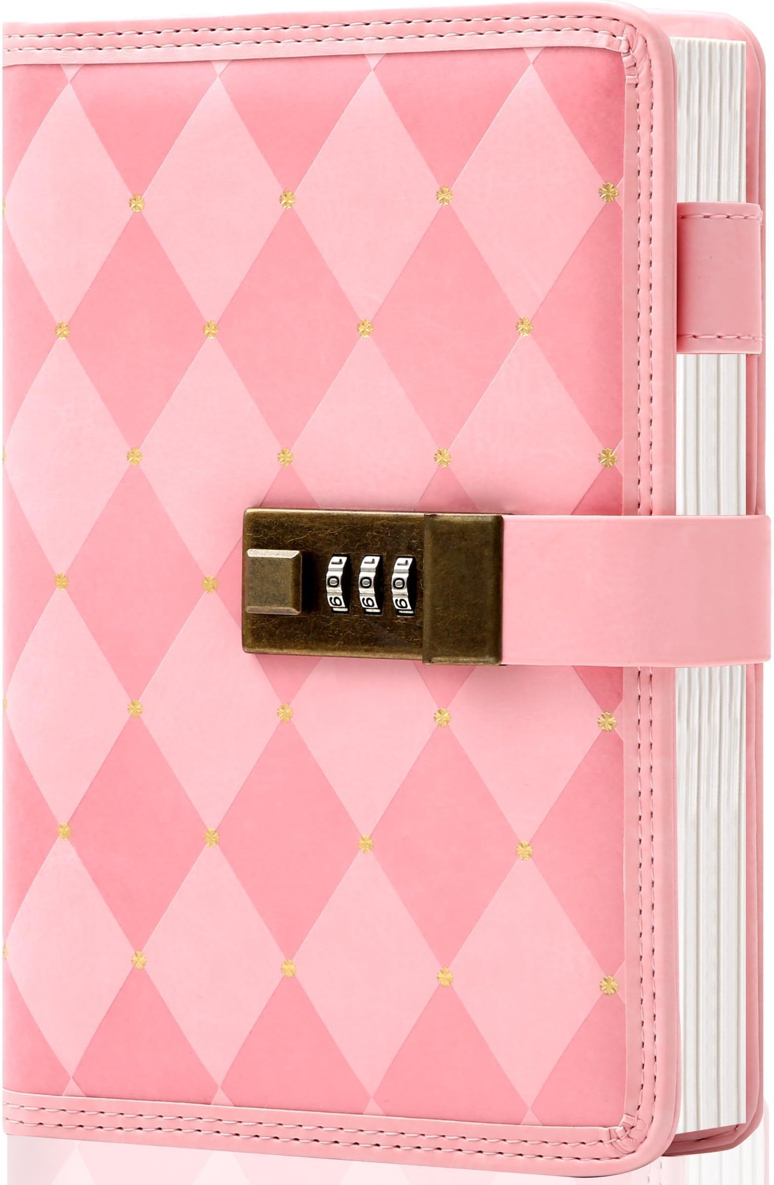 CAGIE Diary with Lock for Girls Women Pink Vintage Journal with Lock Refillable Leather Locked Diary 224 Pages Secret B6 Lockable Journals with Gift Box for Teen Girls 8.0 x 5.5 Inch