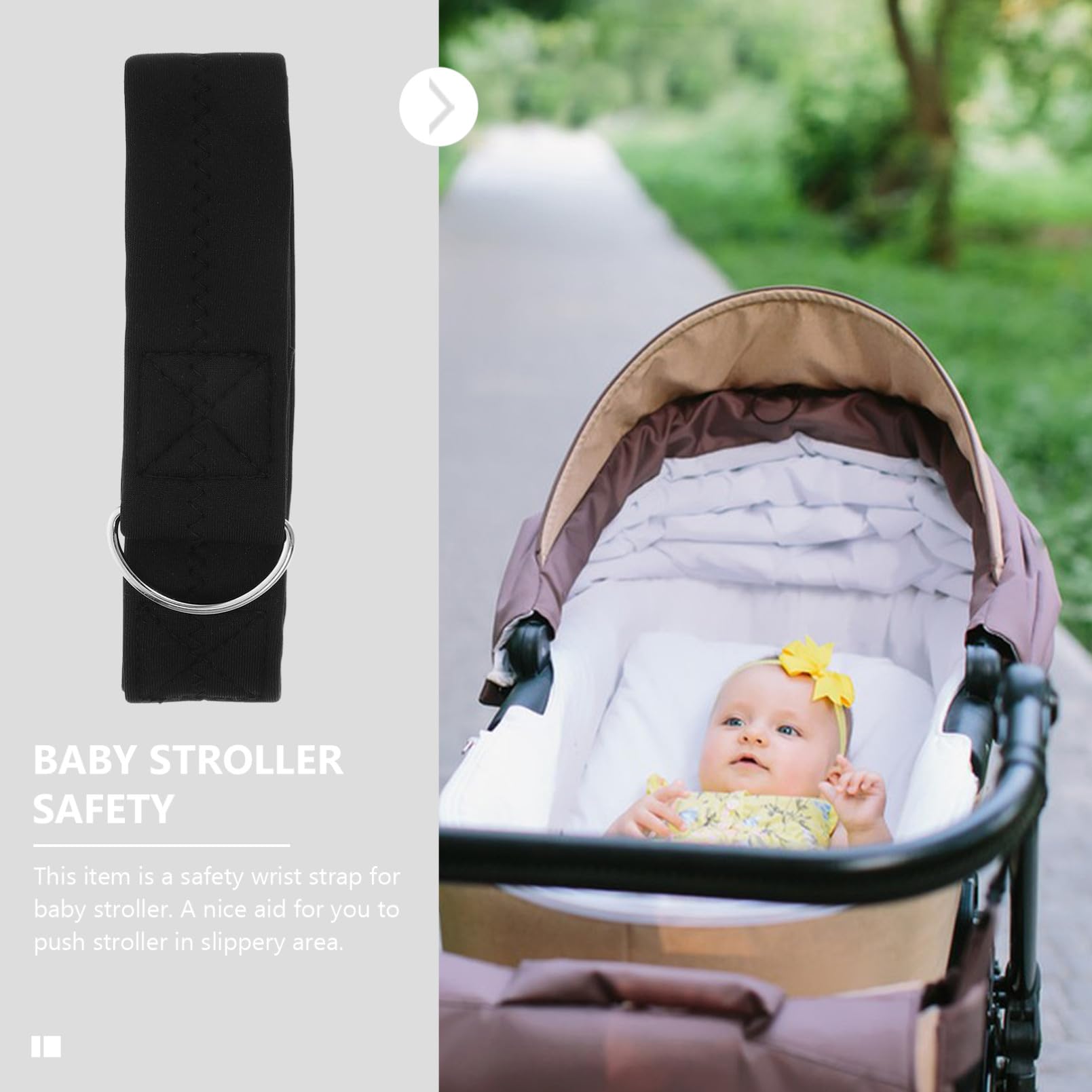 Bracciale di Sicurezza per Passeggino e Carrello Anti-sfilo | Neoprene Nero, Fascia Antiscivolo Funzione di Aiuto alla Sicurezza, Set per Due Oggetti D'uso Quotidiano