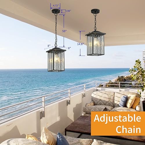 Miniatura 7 de Juegos de luces para exteriores, lámpara LED y aplique, accesorios de luz negros para porche, vidrio de agua exterior antioxidante para porche