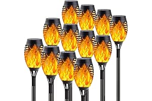 12-Pack Orange Flickering Flame Solar Halloween Lights for Outdoor Decorations