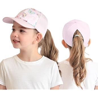 Children's Baseball Cap with Ponytail for Girls Boys Golf Visor Hat Baseball Cap Sun Visor Hat UV Protection Peaked Cap Summer Hat Junior Summer Hat Tennis Cap Sun Hat Visor UPF 50+